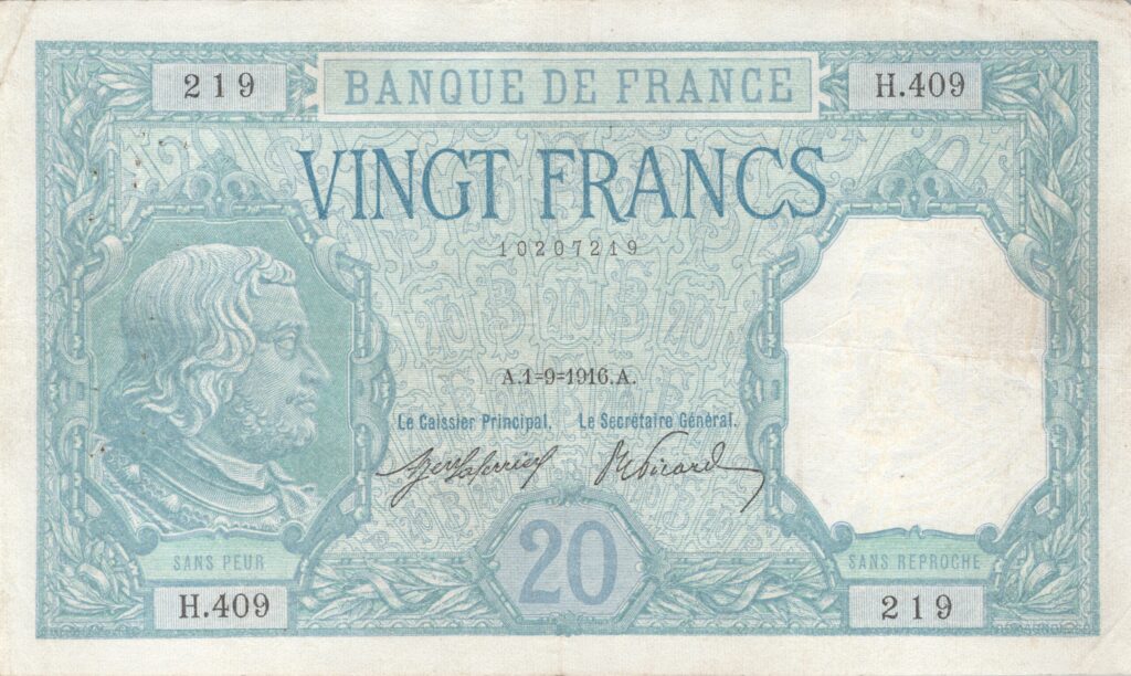 FRANCE billet de 20 Francs Bayard, 01-09-1916