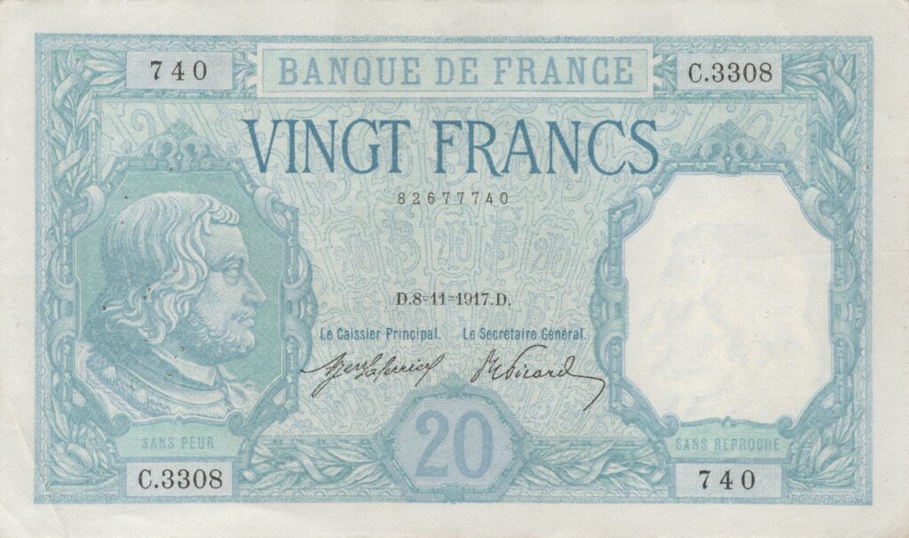 FRANCE billet de 20 Francs Bayard, 08-11-1917