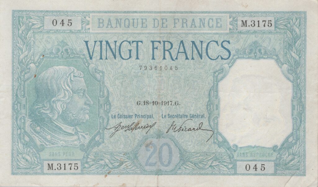 FRANCE billet de 20 Francs Bayard, 18-10-1917