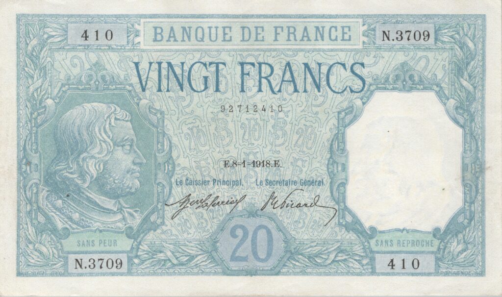 FRANCE billet de 20 Francs Bayard, 08-01-1918