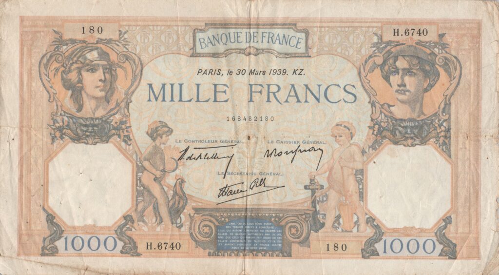 FRANCE billet de 1.000 Francs Cérès et Mercure 30-03-1939