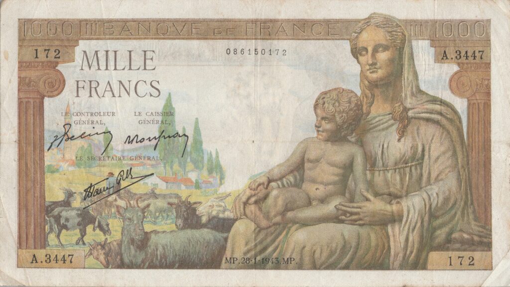 FRANCE billet de 1000 Francs Déesse Déméter 28-01-1943