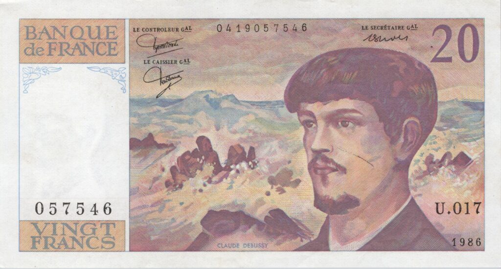 FRANCE billet de 20 Francs Claude Debussy 1986