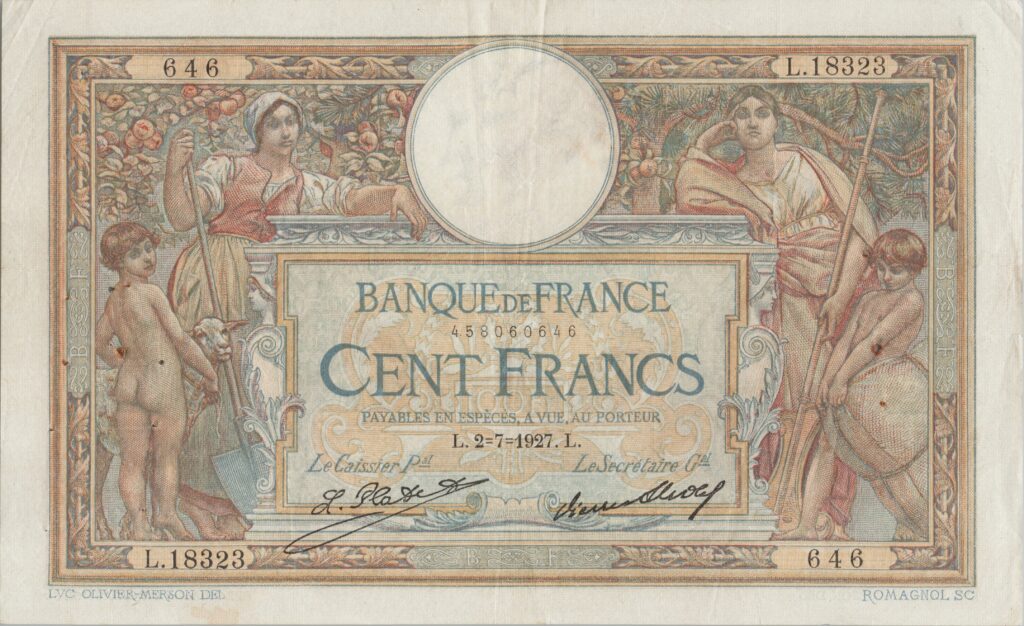 FRANCE billet de 100 Francs Luc et Olivier Merson 02-07-1927