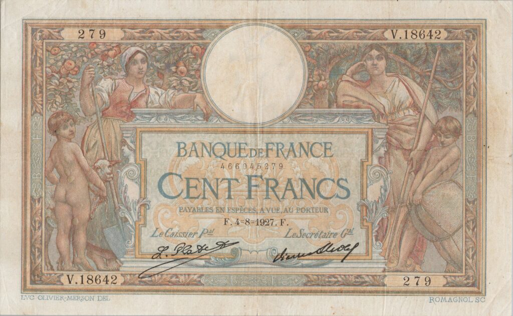 FRANCE billet de 100 Francs Luc et Olivier Merson 04-08-1927