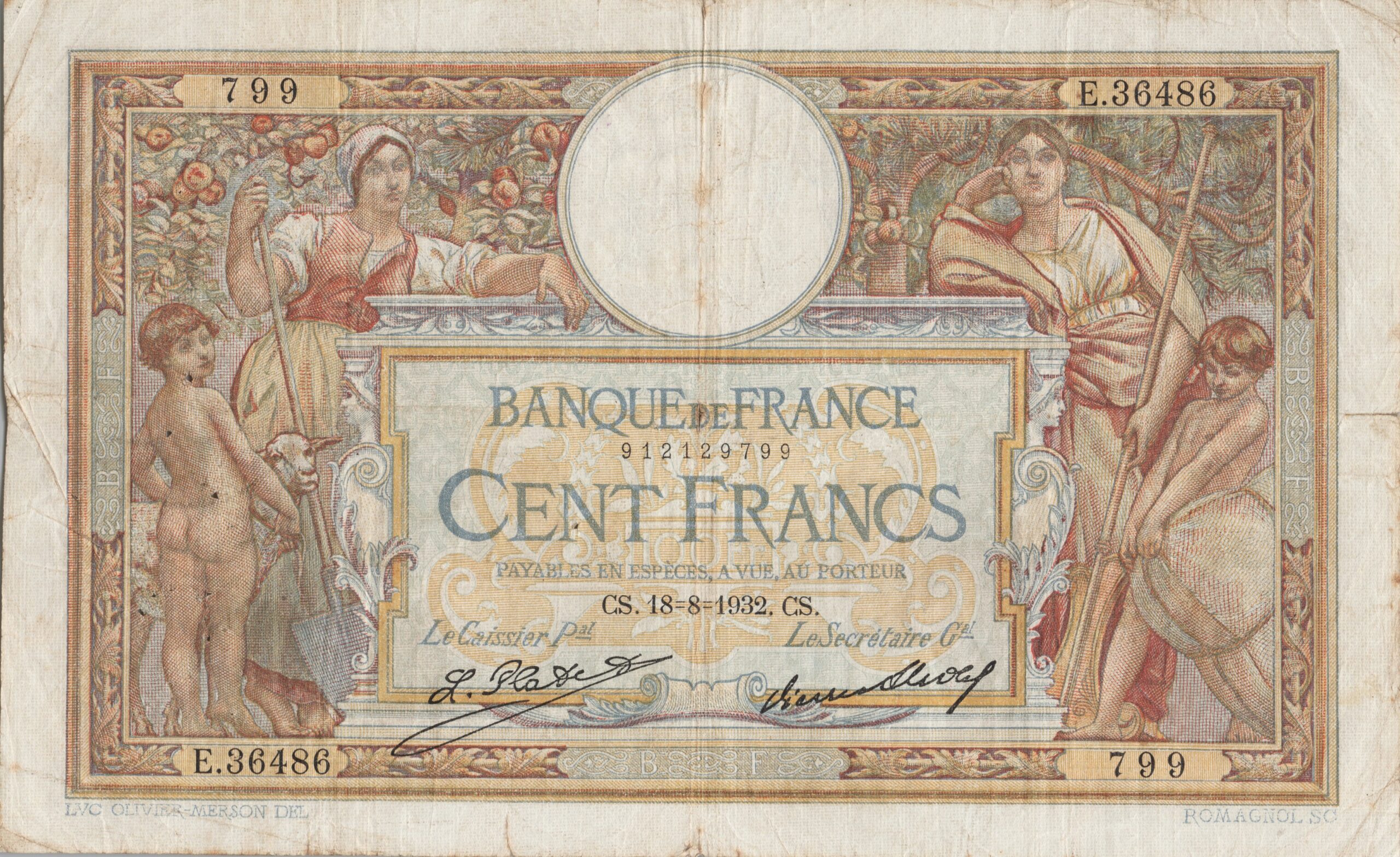 FRANCE Billet De 100 Francs Luc Et Olivier Merson 18 08 1932