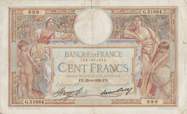 FRANCE billet de 100 Francs Luc et Olivier Merson 25-06-1936