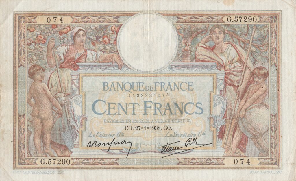 FRANCE billet de 100 Francs Luc et Olivier Merson 27-01-1938 type modifié