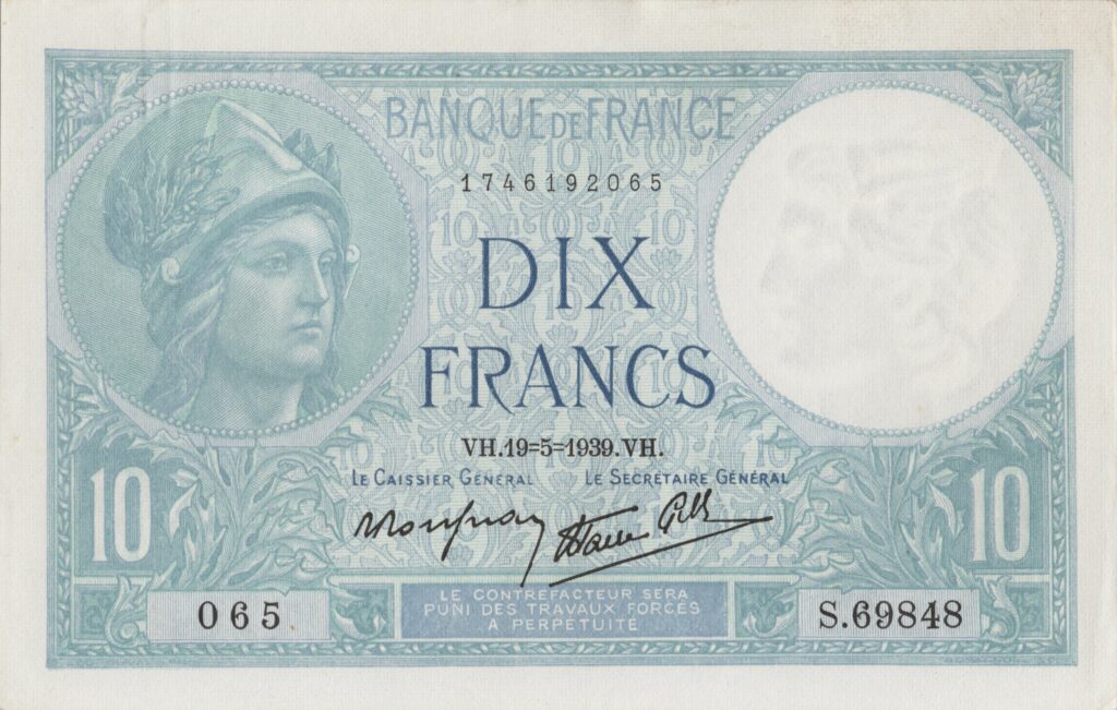 FRANCE billet de 10 Francs Minerve 19-05-1939 modifié