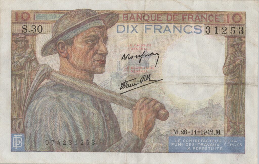 FRANCE billet de 10 Francs Mineur 26-11-1942