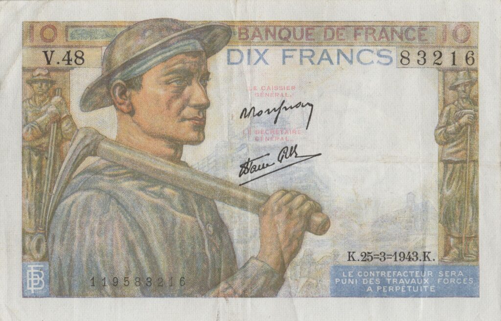 FRANCE billet de 10 Francs Mineur 25-03-1943