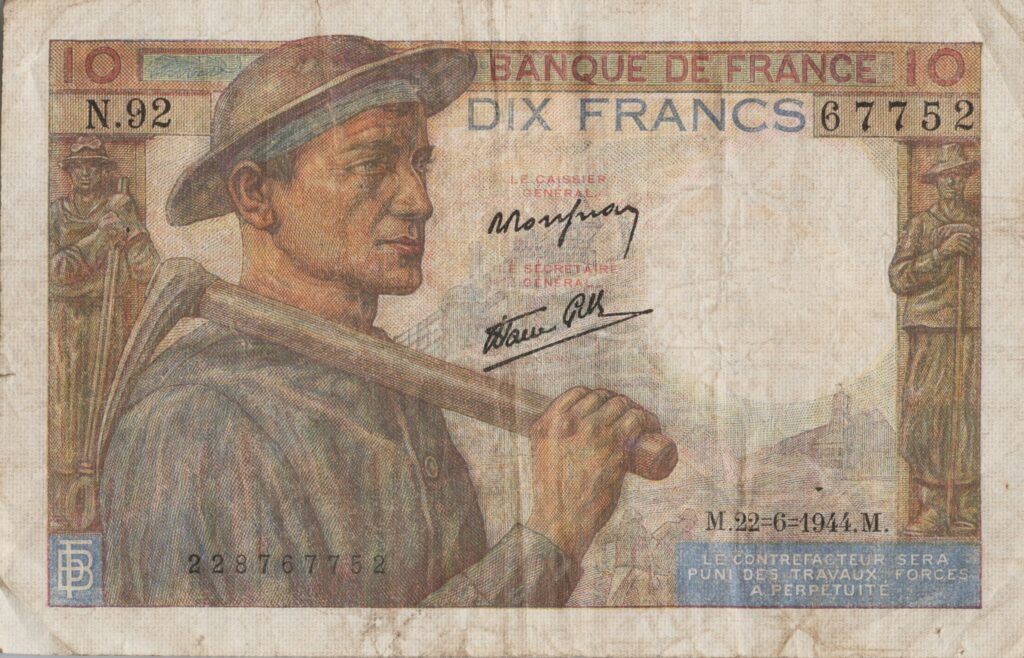 FRANCE billet de 10 Francs Mineur 22-06-1944