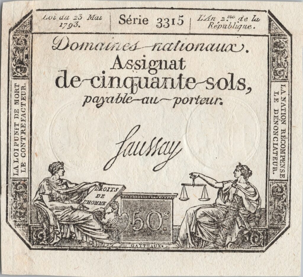 FRANCE assignat de 50 Sols, Loi du 23 Mai 1793 An 2ème de la République