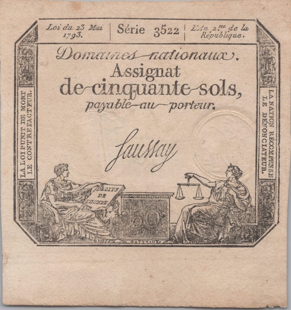 FRANCE assignat de 50 Sols, Loi du 23 Mai 1793 An 2ème de la République