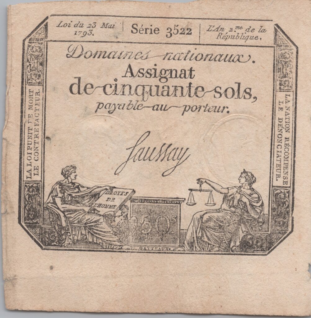 FRANCE assignat de 50 Sols, Loi du 23 Mai 1793 An 2ème de la République