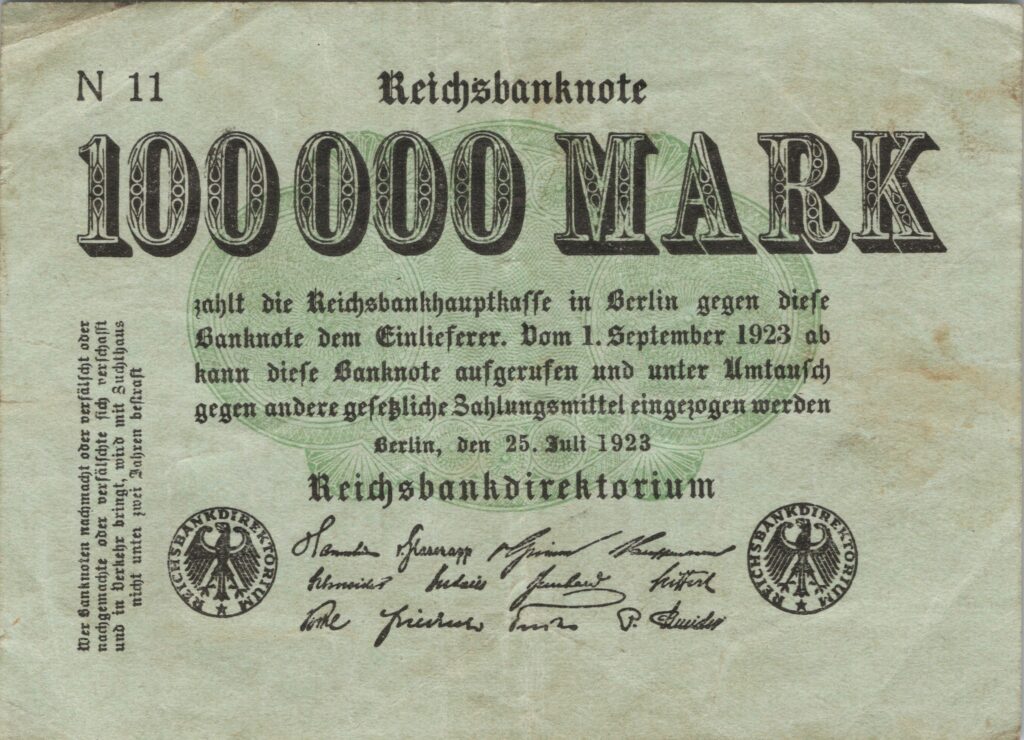 ALLEMAGNE billet Reichsbank de 100.000 Mark 25-07-1923