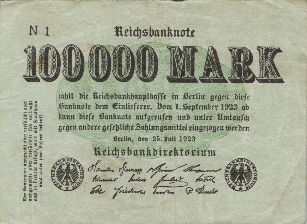 ALLEMAGNE billet Reichsbank de 100.000 Mark 25-07-1923