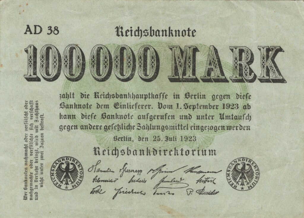 ALLEMAGNE billet Reichsbank de 100.000 Mark 25-07-1923