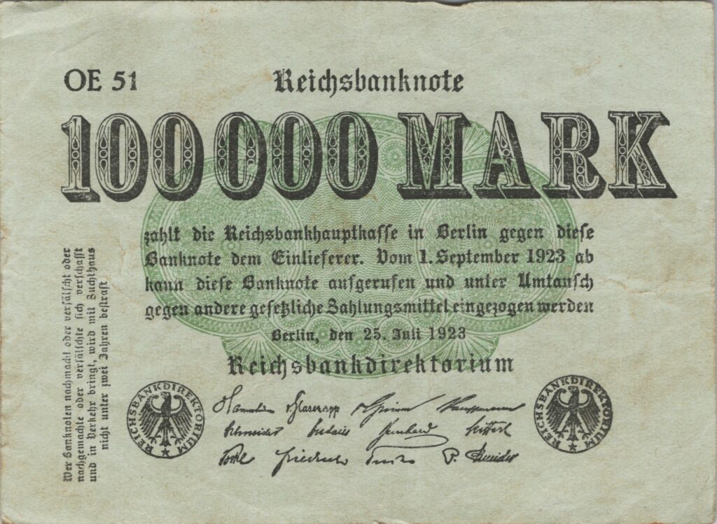 ALLEMAGNE billet Reichsbank de 100.000 Mark 25-07-1923