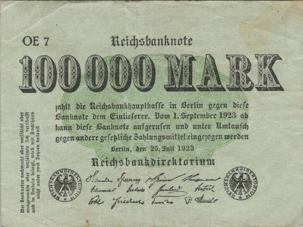 ALLEMAGNE billet Reichsbank de 100.000 Mark 25-07-1923