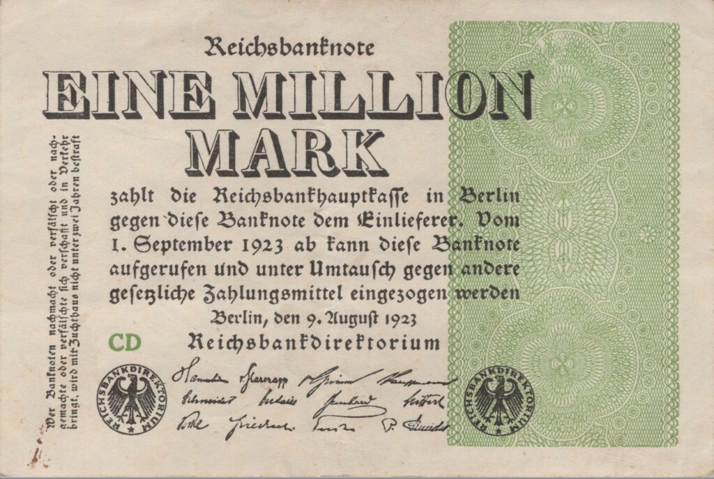 ALLEMAGNE billet Reichsbank de 1.000.000 Mark 09-08-1923