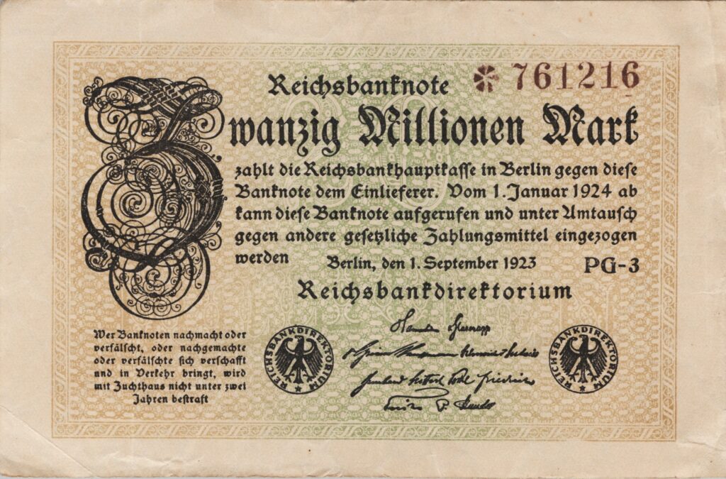 ALLEMAGNE billet Reichsbank de 20.000.000 Mark 01-09-1923