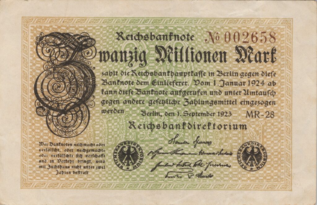 ALLEMAGNE billet Reichsbank de 20.000.000 Mark 01-09-1923