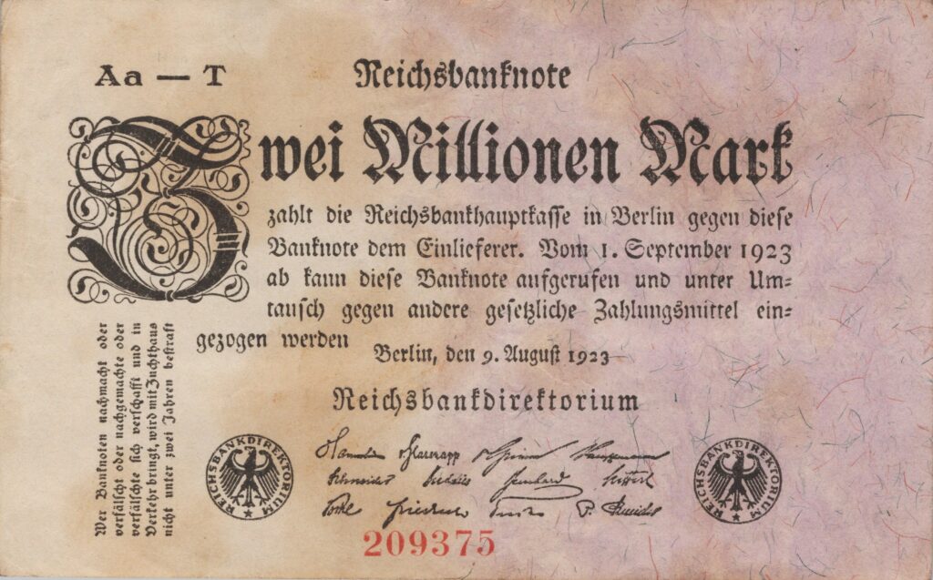 ALLEMAGNE billet Reichsbank de 20.000.000 Mark 09-08-1923