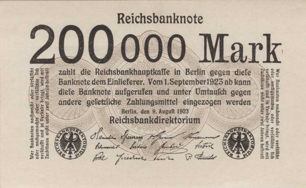 ALLEMAGNE billet de Reichsbank, 200.000 Mark 09-08-1923