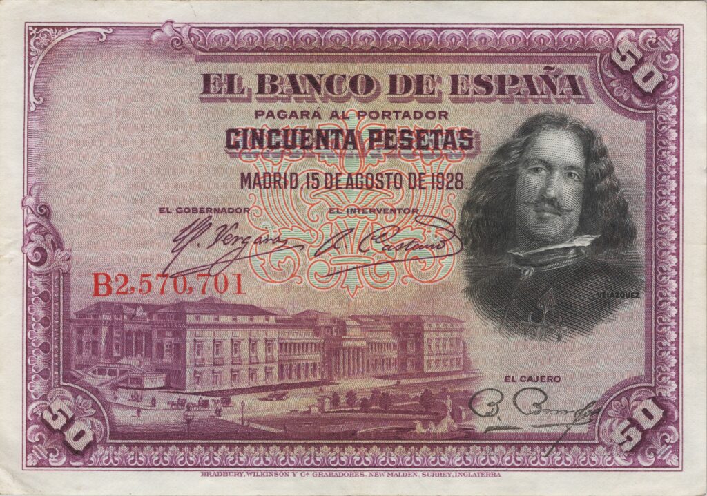 ESPAGNE billet de 50 Pesetas Velázquez 15-08-1928, série B