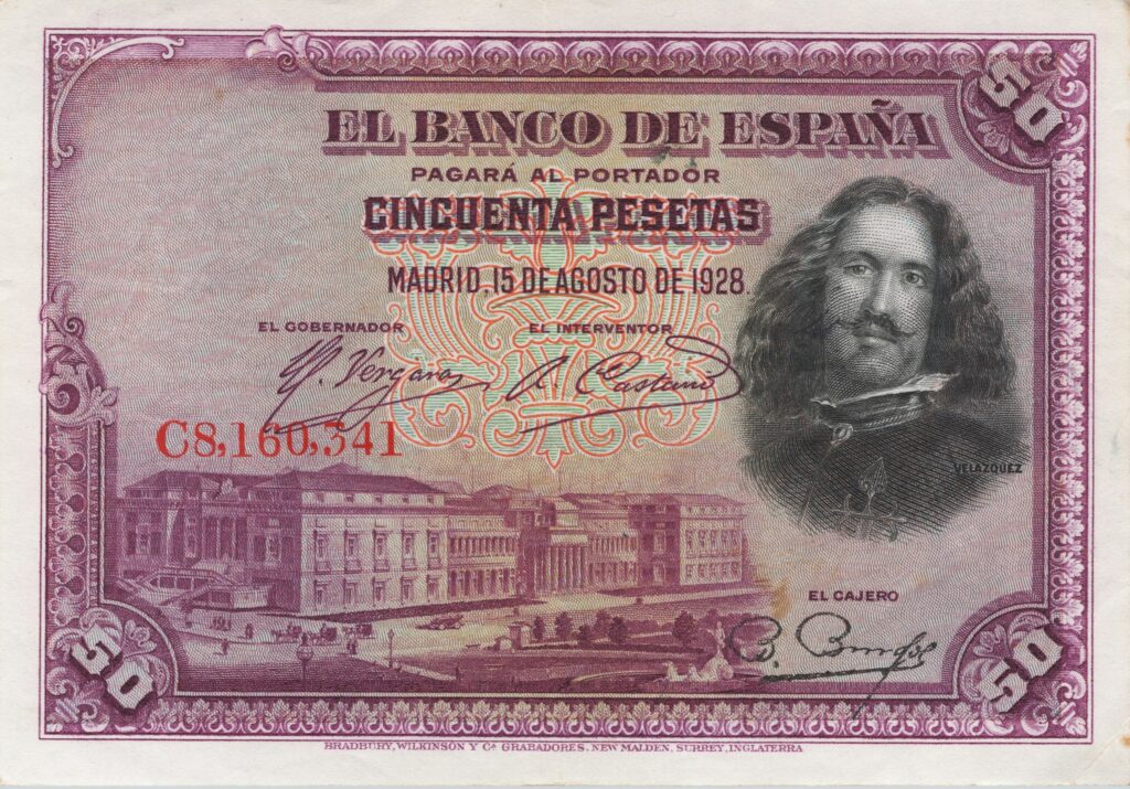 ESPAGNE billet de 50 Pesetas Velázquez 15-08-1928, série C