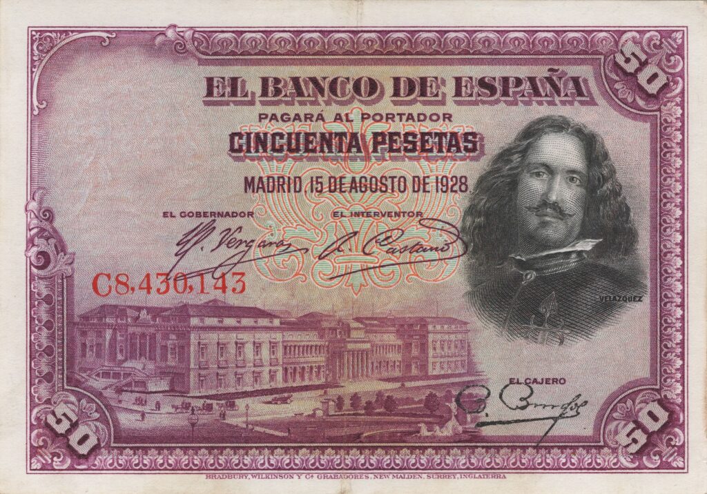 ESPAGNE billet de 50 Pesetas Velázquez 15-08-1928, série C