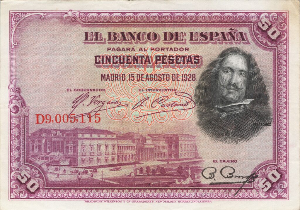 ESPAGNE billet de 50 Pesetas Velázquez 15-08-1928, série D