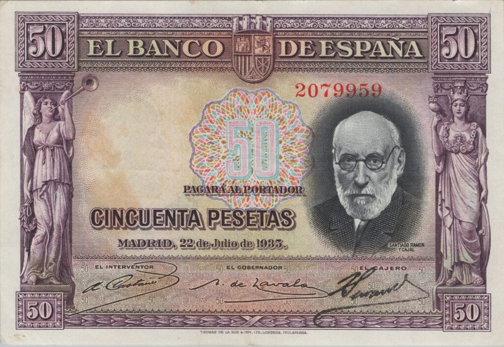 ESPAGNE billet de 50 Pesetas Santiago Ramón y Cajal 22-07-1935