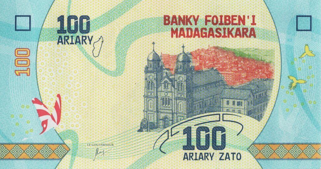 MADAGASCAR billet de 100 Ariary de 2017, Cathédrale d’Ambozontany