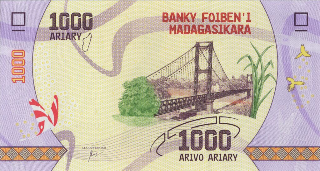 MADAGASCAR billet de 1.000 Ariary de 2017, Pont Kamoro Pick-100(1)