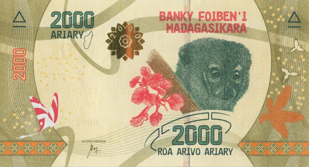 MADAGASCAR billet de 2.000 Ariary de 2017, lémurien