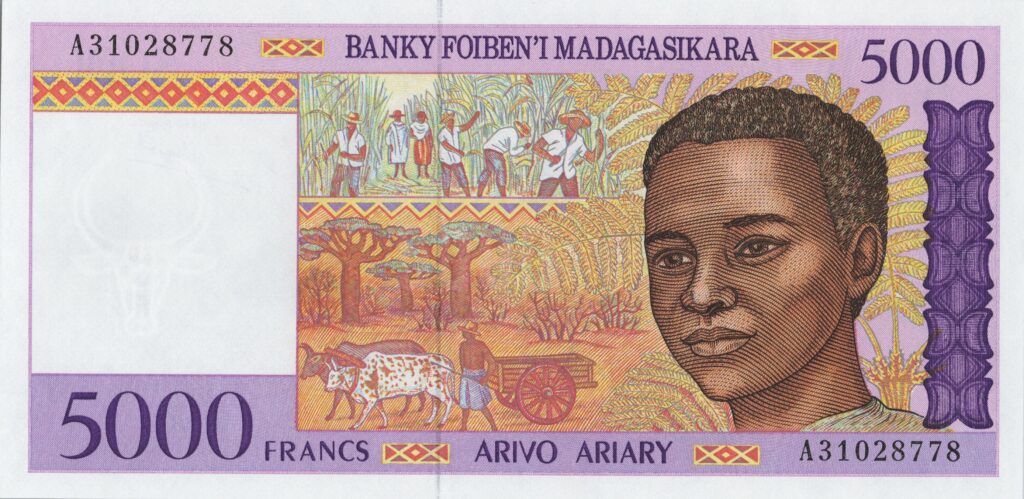 MADAGASCAR billet de 5.000 Francs 1995, Pick-78a