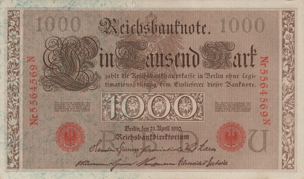 ALLEMAGNE billet Reichsbank, 1.000 Mark 21-04-1910