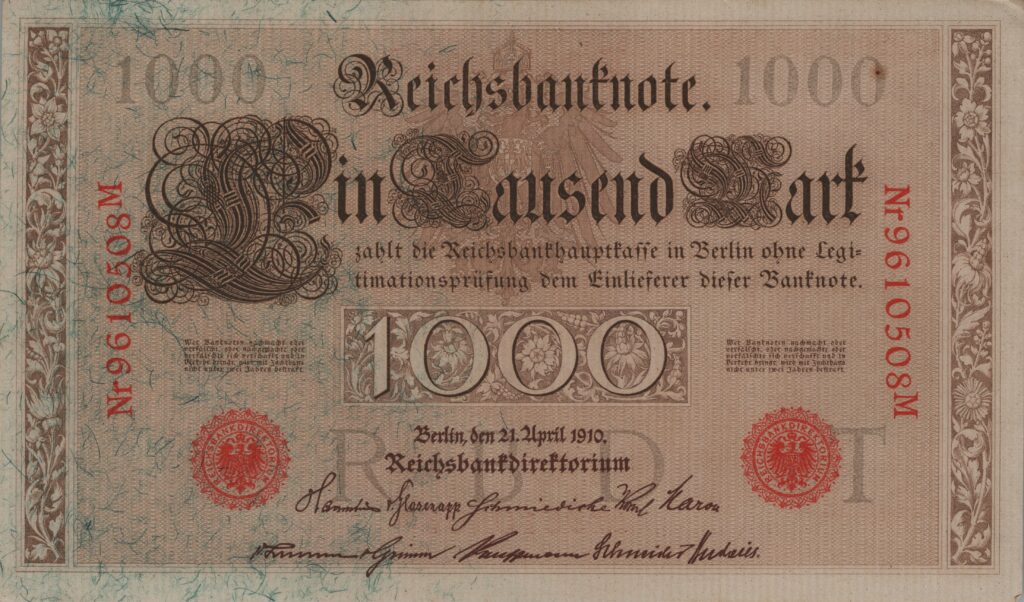 ALLEMAGNE billet Reichsbank, 1.000 Mark 21-04-1910