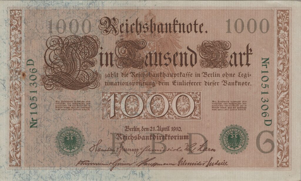 ALLEMAGNE billet Reichsbank, 1.000 Mark 21-04-1910