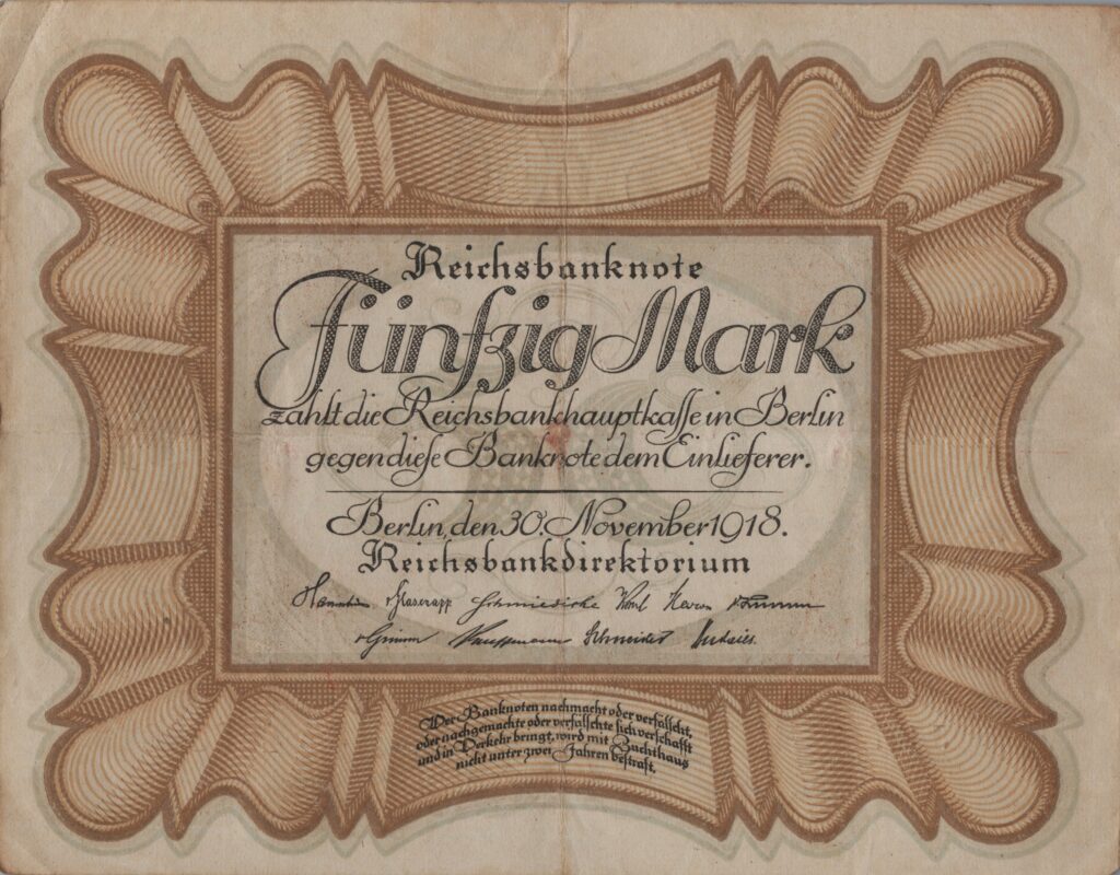 ALLEMAGNE billet de Reichsbank, 50 Mark 30-11-1918