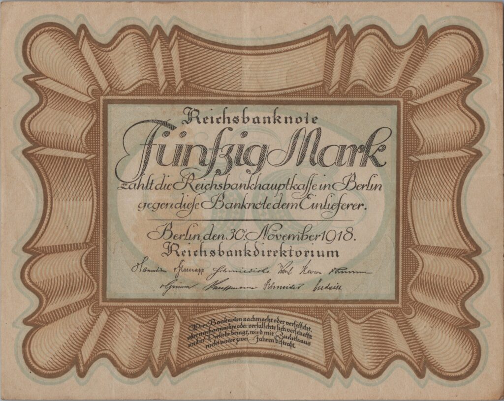 ALLEMAGNE billet de Reichsbank, 50 Mark 30-11-1918
