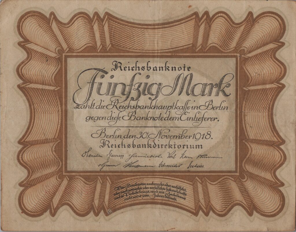 ALLEMAGNE billet de Reichsbank, 50 Mark 30-11-1918