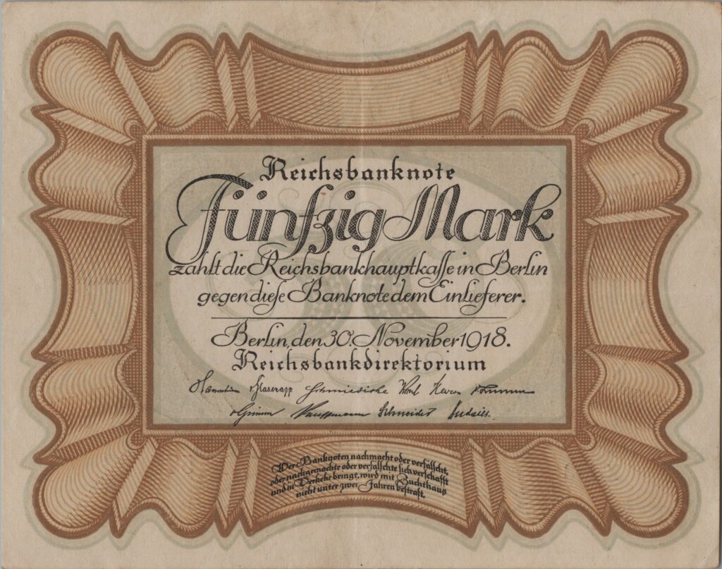 ALLEMAGNE billet de Reichsbank, 50 Mark 30-11-1918