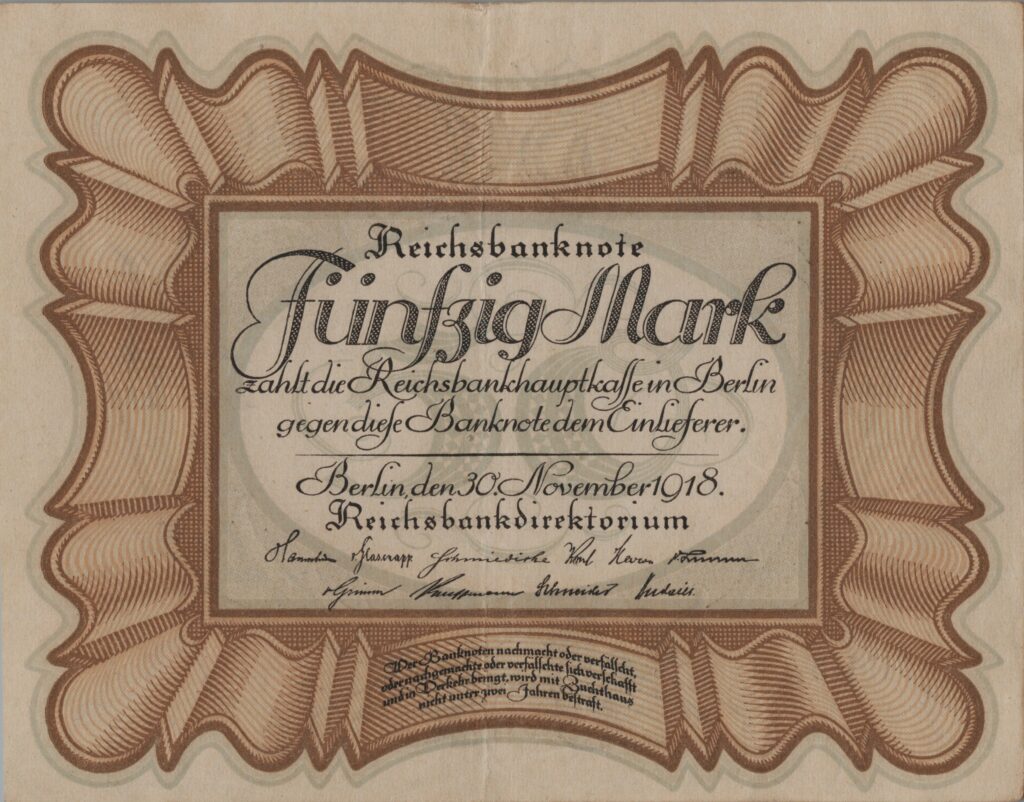 ALLEMAGNE billet de Reichsbank, 50 Mark 30-11-1918