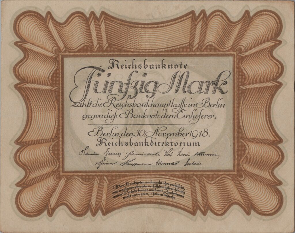 ALLEMAGNE billet de Reichsbank, 50 Mark 30-11-1918