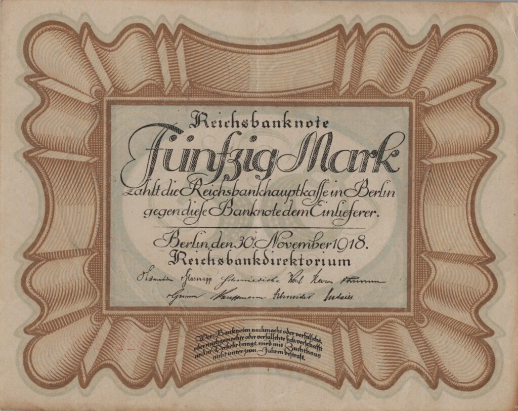 ALLEMAGNE billet de Reichsbank, 50 Mark 30-11-1918