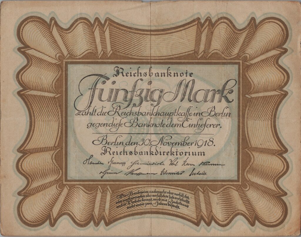 ALLEMAGNE billet de Reichsbank, 50 Mark 30-11-1918
