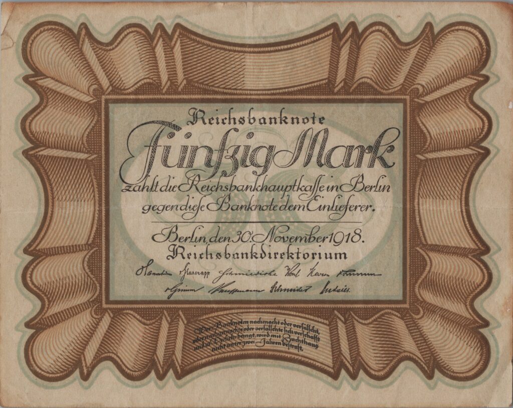 ALLEMAGNE billet de Reichsbank, 50 Mark 30-11-1918